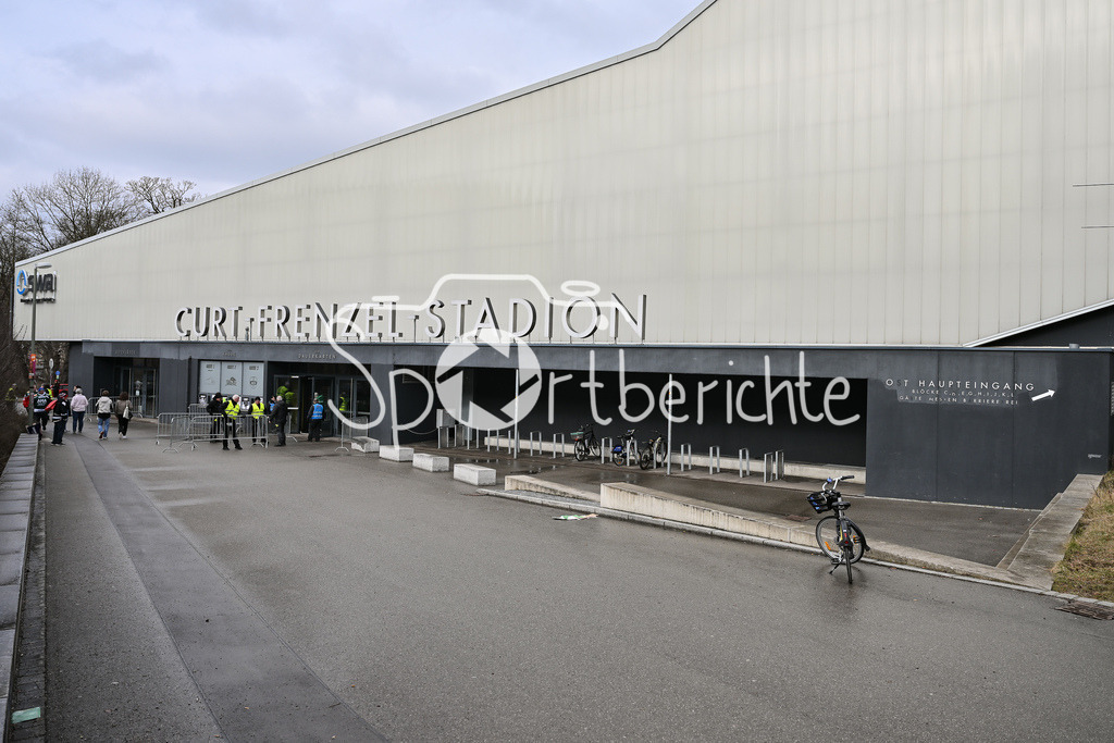 Augsburger Panther - Adler Mannheim | Das Curt Frenzel Stadion in Augsburg / CFS / Kasse / Arena / Aussenansicht / Symbolbild / DEL: Augsburger Panther - Adler Mannheim, Curt Frenzel Stadion am 16.02.2025