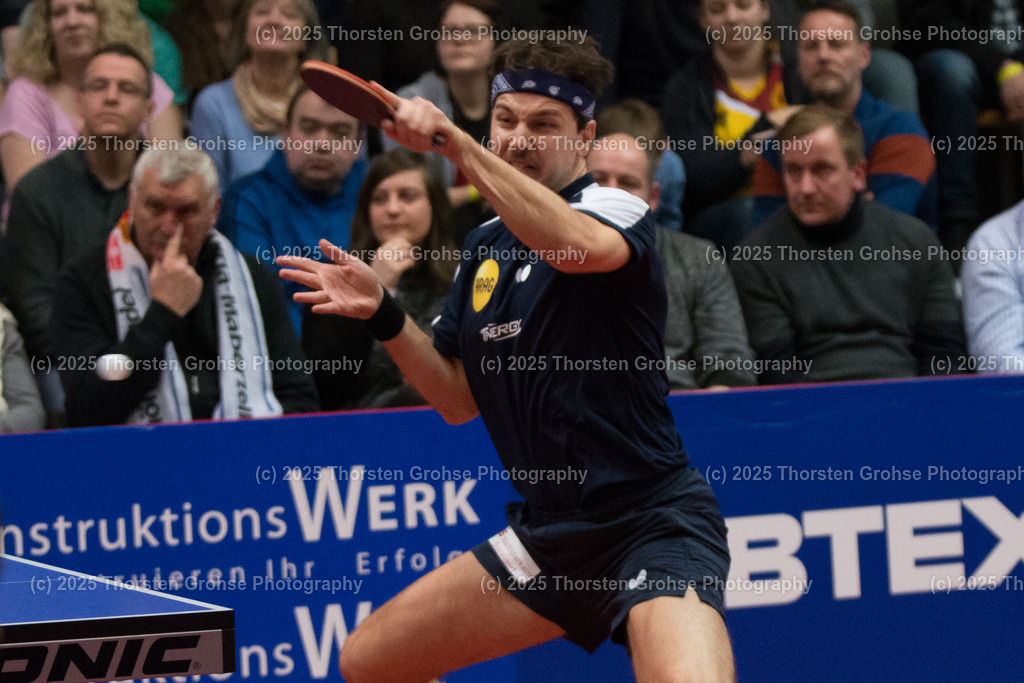 TTBL TTC Fulda-Maberzell vs. Borussia Duesseldorf | Timo BOLL (Borussia Duesseldorfl); TTBL TTC Fulda-Maberzell vs. Borussia Duesseldorf, Tischtennis-Bundesliga - 12. Spieltag am 21.01.2018 in der Hubtex Arena in Fulda, (Deutschland) - Realisiert mit Pictrs.com