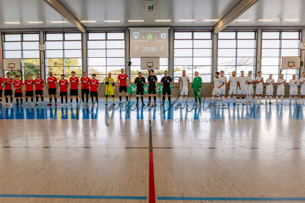 Futsal-Bundesliga, Saison 2025/2026, 2. Spieltag: SC Preußen Münster - FC Liria Futsal Berlin | Futsal-Bundesliga, Saison 2025/2026, 2. Spieltag, SC Preußen Münster empfängt FC Liria Berlin in der Universitäts-Sporthalle in Münster. Foto: sportfotografie.ms | Markus Paletta - Realisiert mit Pictrs.com