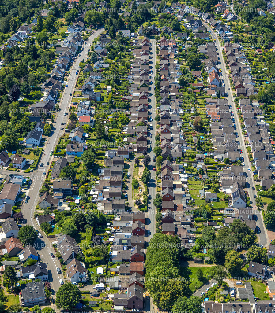 Muelheim230704100-2 | Luftbild, Mausegatt Siedlung, Reihenhauswohnsiedlung zwischen Priesters Hof und Kreftenscheerstraße, Holthausen - Nord, Mülheim an der Ruhr, Ruhrgebiet, Nordrhein-Westfalen, Deutschland