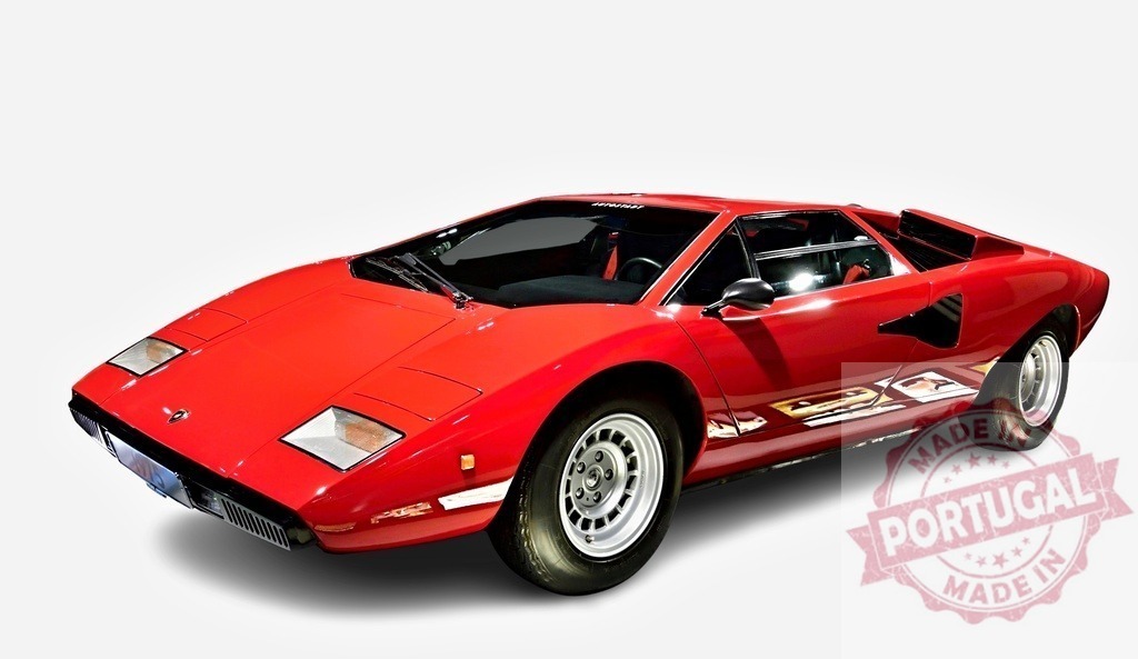 Red Lamborghini Countach posing on white background | Classic Lamborghini Countach posing isolated on a white background, showing its iconic design - Realisiert mit Pictrs.com
