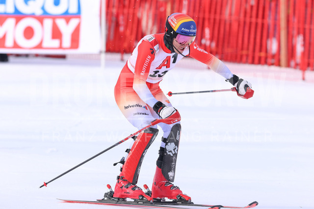Audi FIS Ski World Cup: Men’s Slalom – Hahnenkamm Race, Kitzbuehel | Kitzbuehel, Austria, 25.Jan.26 - Alpine Skiing - FIS World Cup, Hahnenkamm Race, Slalom, men. The image shows NEF Tanguy (SUI, Atomic).