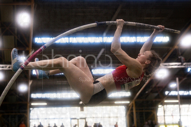 Indoor Meeting Dortmund, 08.02.2026 | DORTMUND, GERMANY - FEBRUARY 8:  Regine Bakenecker (LG Olympia Dortmund) competes in the pole vault during the Indoor Meeting Dortmund at the Helmut-Koernig-Halle on February 8, 2026 in Dortmund, Germany. (Photo by Axel Kohring/Beautiful Sports Int.)