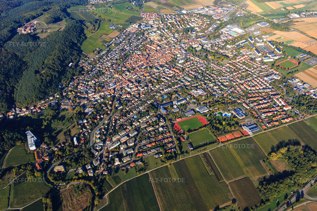 Luftbild: Stadtübersicht aus Südwesten in Oberotterbach im Bundesland Rheinland-Pfalz in Deutschland. Foto: IMG_095289.jpg vom 16.10.2016 durch Werner Riehm/FLY-FOTO.de