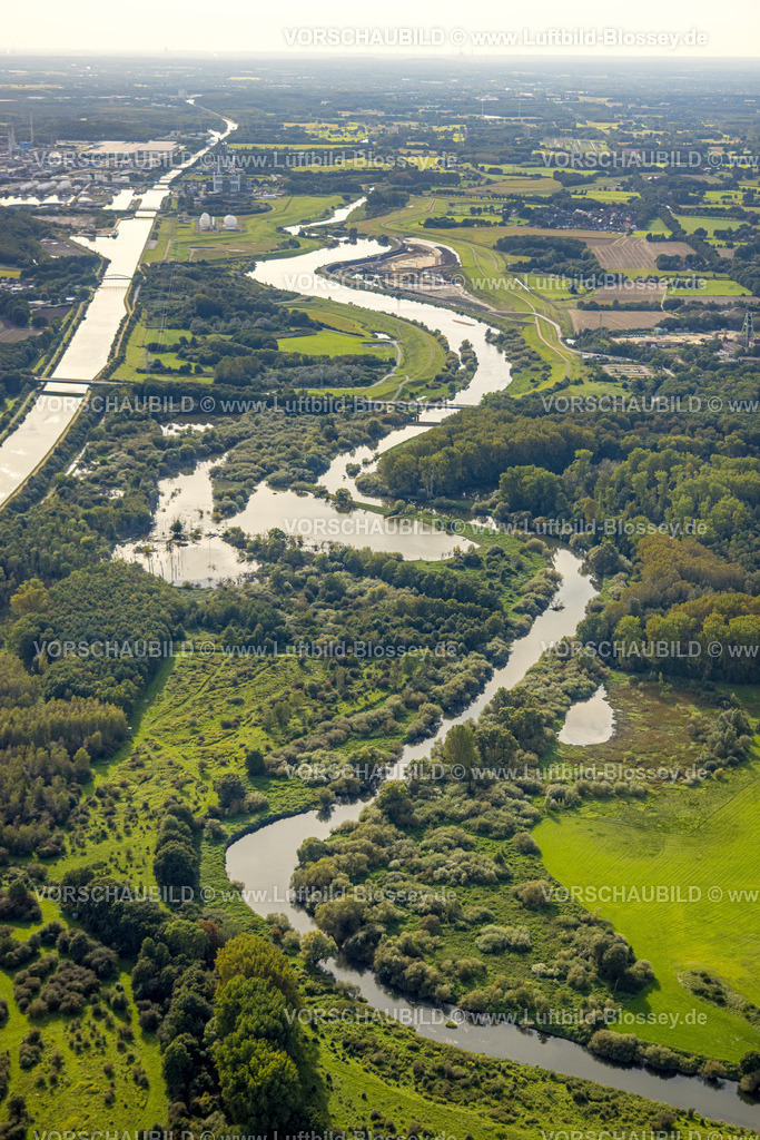 Haltern230905941 | Luftbild, Lippeaue und Lippe Flussmäander am Wesel-Datteln-Kanal bei Bergbossendorf, Herne, Marl, Ruhrgebiet Münsterland, Nordrhein-Westfalen, Deutschland