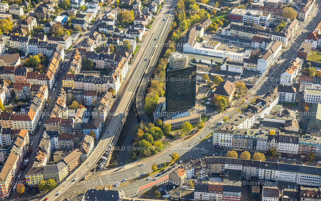 Hagen221015830 | Luftbild, Hochhaus der Arbeitsagentur, Körnerstraße, Mittelstadt, Hagen, Ruhrgebiet, Nordrhein-Westfalen, Deutschland