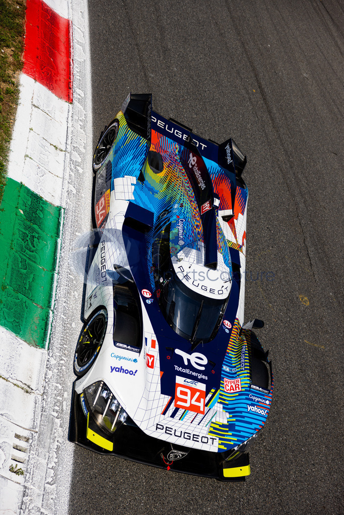 Trainproduction-20230708-0167 | MONZA,ITALY,08.Jul.23 - MOTORSPORTS - WEC, FIA World Endurance Championships, 6h of Monza, Autodromo Monza. Image shows Loic Duval (FRA), Gustavo Menezes (USA) and Nico Mueller (SUI/ Peugeot Totalenergies).  Photo: Trainproduction / Matthias Trinkl