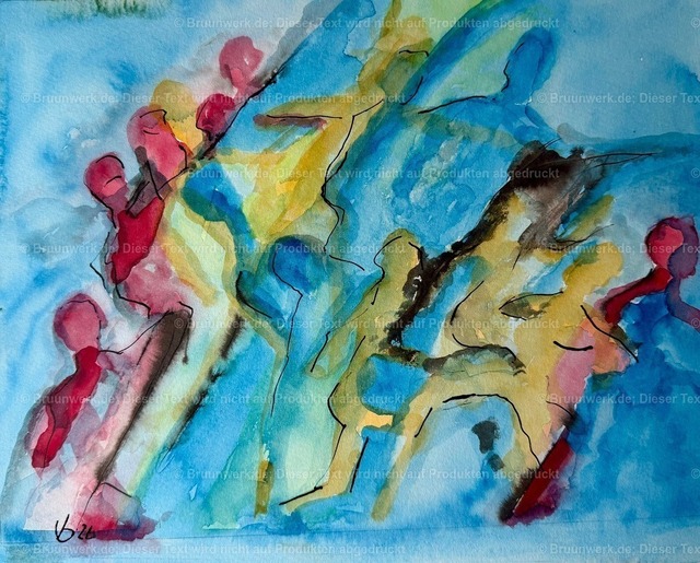 "Seilschaft" | Aquarell über Tusche auf Hahnemühle-Bütten 460 g/qm, 28x35 cm - Realisiert mit Pictrs.com