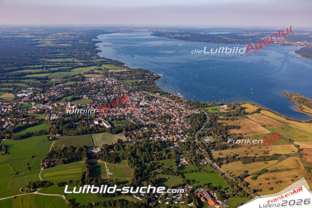 Aktuelles Luftbild von  Diessen am Ammersee - Die Luftaufnahme wurde 2020 mittels UL-Flugzeug erstellt ( keine Drohne ) - hochauflösende Kamera-Systeme von  Canon -Beste Qualität - Für grossformatige Ausdrucke geeignet. Die Geschenkidee !