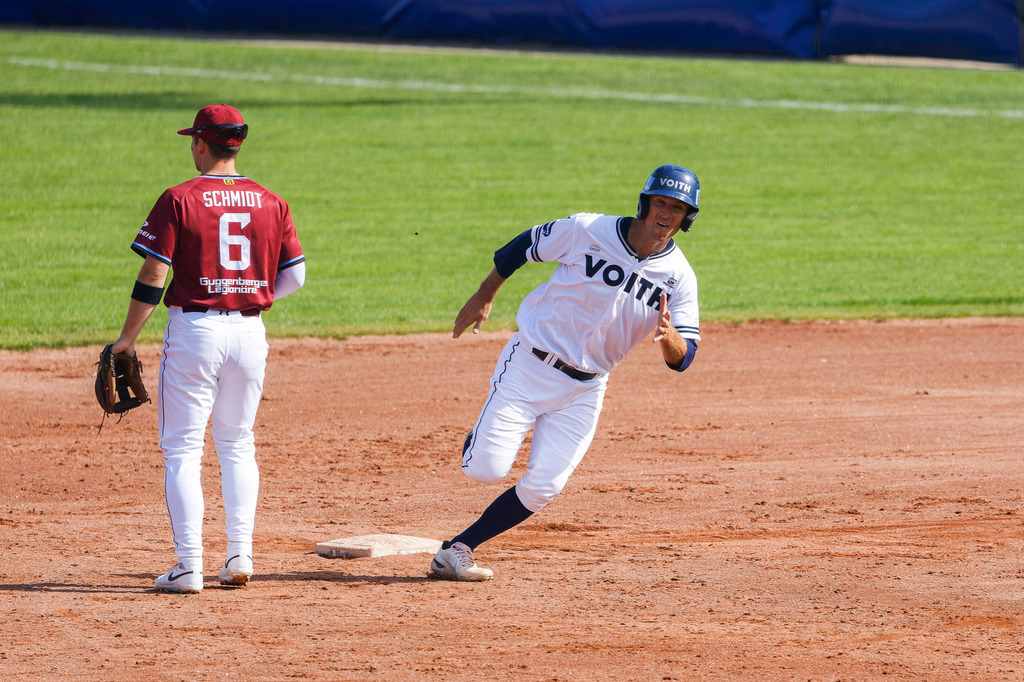 HEIREG_250907_1008 | Baseball-Bundesliga, Deutsche Meisterschaft, DBL, Guggenberger Legionäre vs. Heidenheim Heideköpfe, Spiel 4, Heidenheim, Regensburg, HellensteinEnergie Ballpark - Realisiert mit Pictrs.com