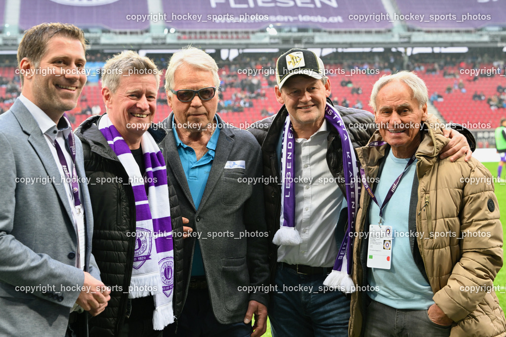 Austria Klagenfurt vs. SK Rapid 10.3.2024 | österreichische Fussball Legende Franz Hasil, österreichische Fussball Legende Friedl Koncilia, Klagenfurt Bürgermeister Christian Scheider, Arno Arthofer Landessportdirektor, Legenden Ehrung