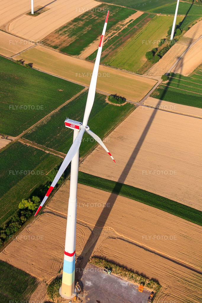 Luftbild: Windparkbaustellen in Offenbach an der Queich im Bundesland Rheinland-Pfalz in Deutschland. Foto: IMG_69737.jpg vom 04.07.2014 durch Werner Riehm/FLY-FOTO.de