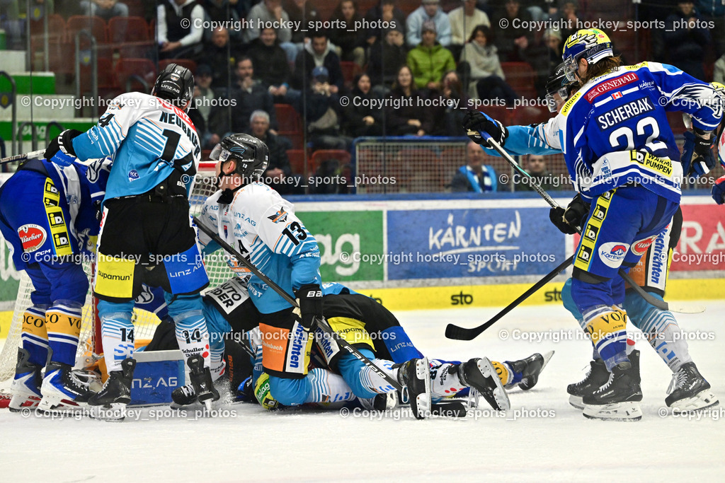 EC IDM WÄRMEPUMPEN VSV vs. Steinbach Black Wings Linz | #32 Rasmus Tirronen Black Wings Linz, #26 Guus van Nes EC VSV, #14 Henrik Neubauer Black Wings Linz, #22 Nikita Scherbak EC VSV, #13 Gerd Kragl lack Wings Linz, EC IDM WÄRMEPUMPEN VSV vs. Steinbach Black Wings Linz, EC IDM WÄRMEPUMPEN VSV vs. Steinbach Black Wings Linz am 04.03.2026 in Villach (Stadthalle Villach), Austria, (Photo by Bernd Stefan)