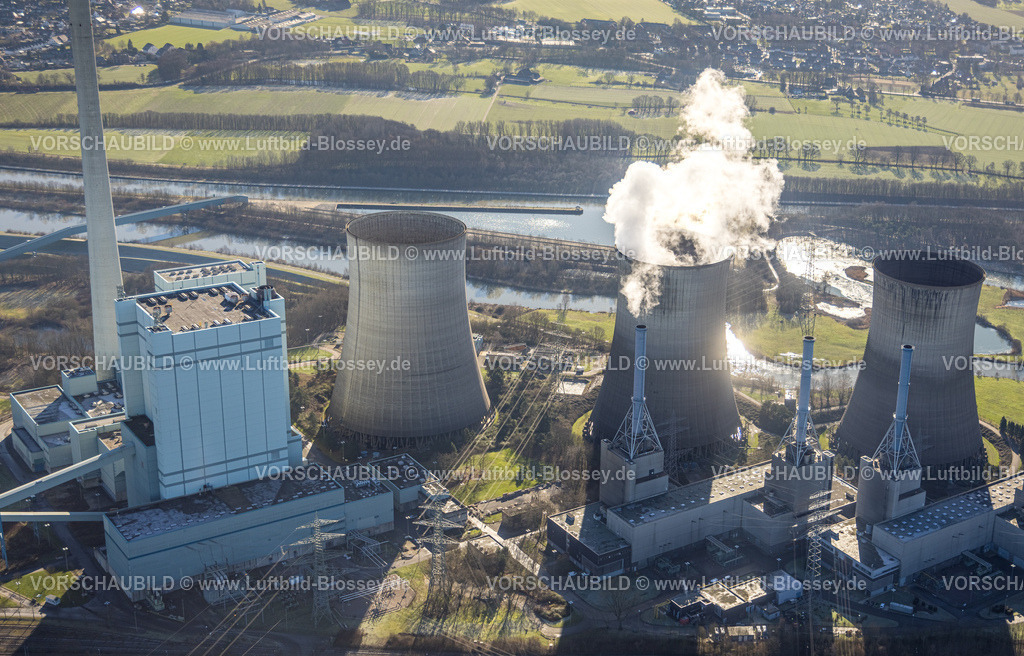 Werne230203011Stockum | Luftbild, RWE Generation SE Kraftwerk Gersteinwerk, mit Dampfwolke, Stockum, Werne, Ruhrgebiet, Nordrhein-Westfalen, Deutschland