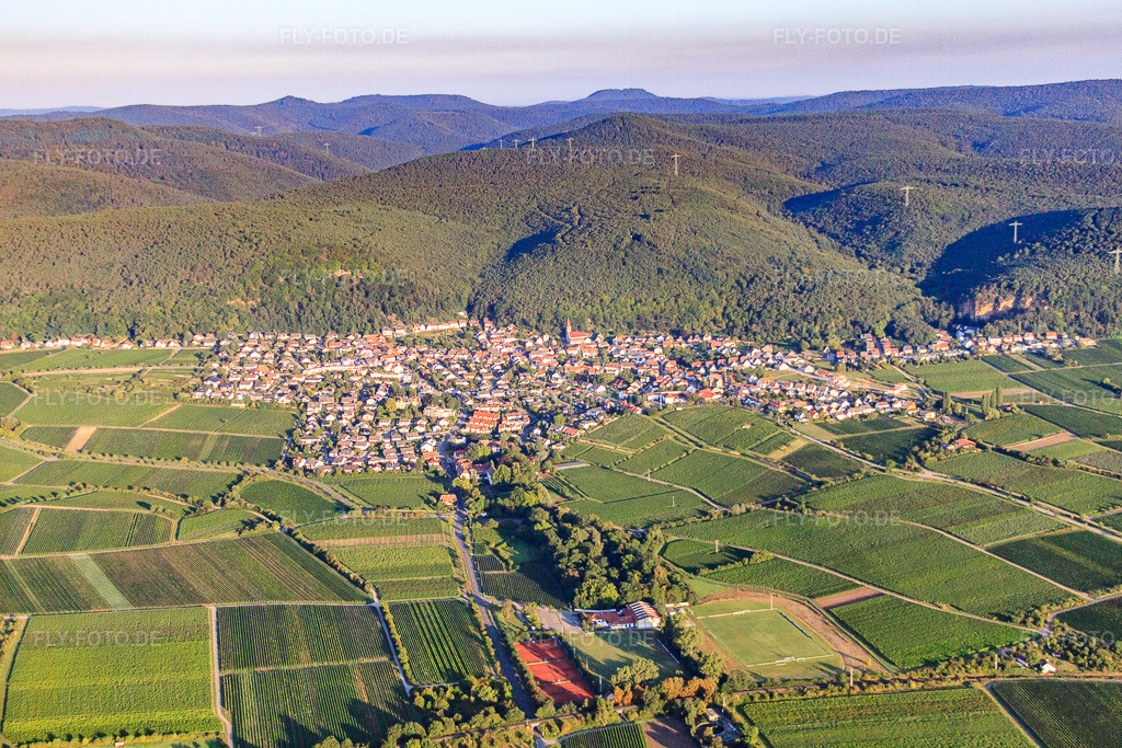 Luftbild: Ortsansicht von Osten im Ortsteil Königsbach in Neustadt im Bundesland Rheinland-Pfalz in Deutschland. Foto: IMG_44381.jpg vom 20.08.2011 durch Werner Riehm/FLY-FOTO.deAuflösung des Originals: 4752 x 3168 px