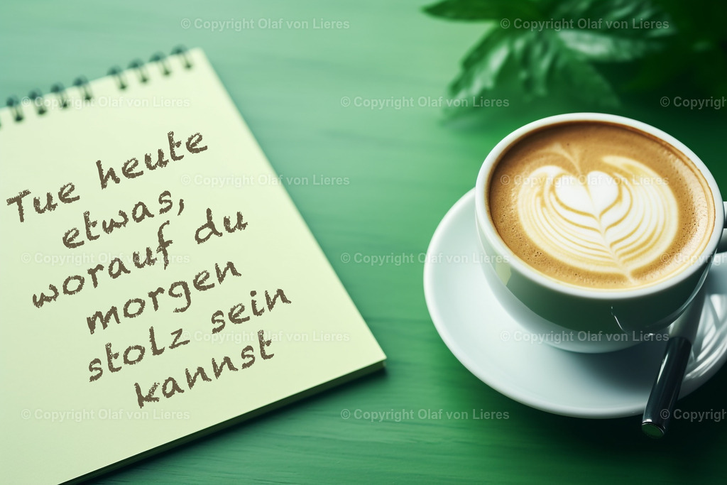 Motivation Tatendrang | Kaffeetassen mit Motivationsspruch als Wandbild