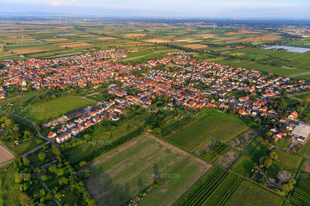 Luftbild: Ortsansicht aus Nordwesten in Meckenheim im Bundesland Rheinland-Pfalz in Deutschland. Foto: IMG_107455.jpg vom 25.05.2018 durch Werner Riehm/FLY-FOTO.de