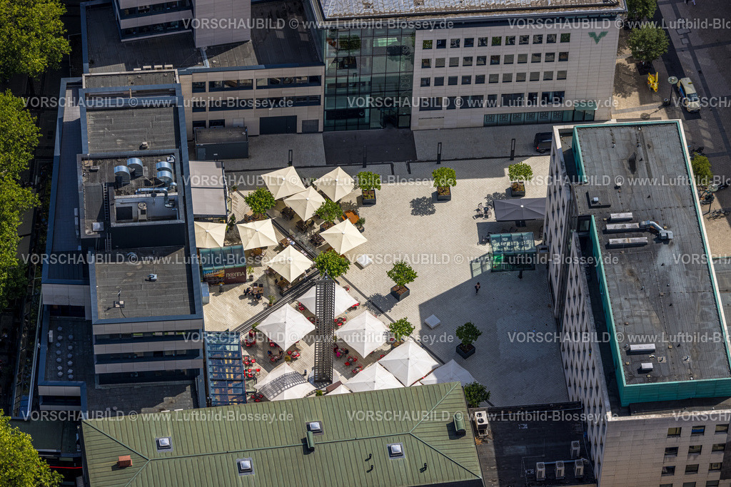 Dortmund230700132 | Luftbild, Cafe Extrablatt Außengastronomie mit Sonnenschirmen im Betenhof, City, Dortmund, Ruhrgebiet, Nordrhein-Westfalen, Deutschland