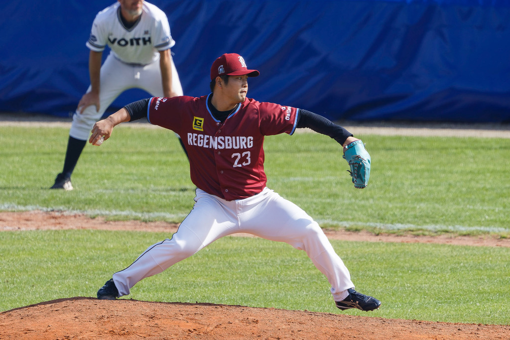 HEIREG_250907_1170 | Baseball-Bundesliga, Deutsche Meisterschaft, DBL, Guggenberger Legionäre vs. Heidenheim Heideköpfe, Spiel 4, Heidenheim, Regensburg, HellensteinEnergie Ballpark - Realisiert mit Pictrs.com