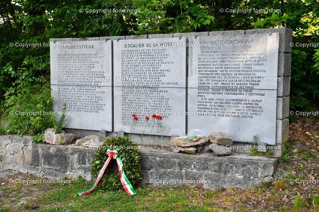 Internationale Gedenk- und Befreiungsfeier Gedenkstaette Mauthausen 2022_ 15.05.2022-1 | 15.05.2022, Mauthausen, AUT, Internationale Gedenk- und Befreiungsfeier Gedenkstaette Mauthausen 2022, im Bild Mahnmal am Steinbruch// International Liberation Ceremony 2022, Mauthausen CC Memorial 2022/05/15