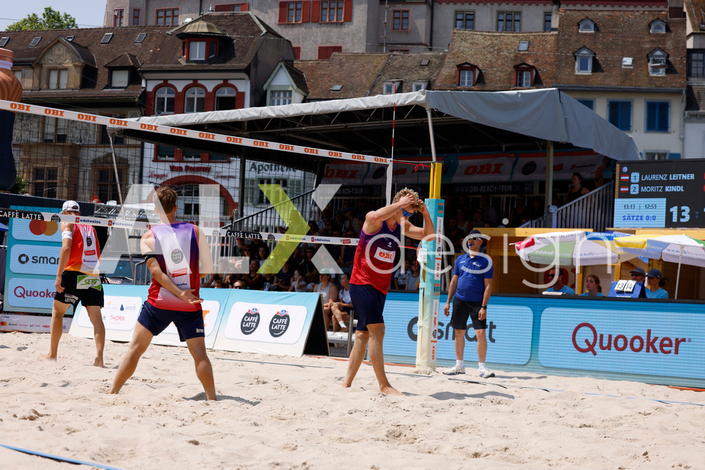 Obi BeachTour 2026 - Basel | BASEL, SWITZERLAND - JULY 19: MATHIS KÄLIN (SUI) during the Obi BeachTour 2026 match between LEITNER / KINDL (AUT) and BREER / KÄLIN (SUI) at Barfüsserplatz on July 19, 2026 in Basel, Switzerland. - Realisiert mit Pictrs.com