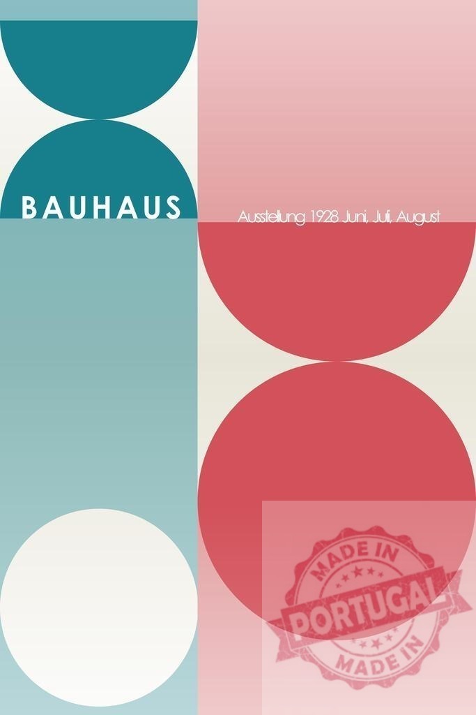 Bauhaus 1928 exhibition graphic design poster | Bauhaus exhibition poster from 1928, featuring abstract geometric shapes - Realisiert mit Pictrs.com