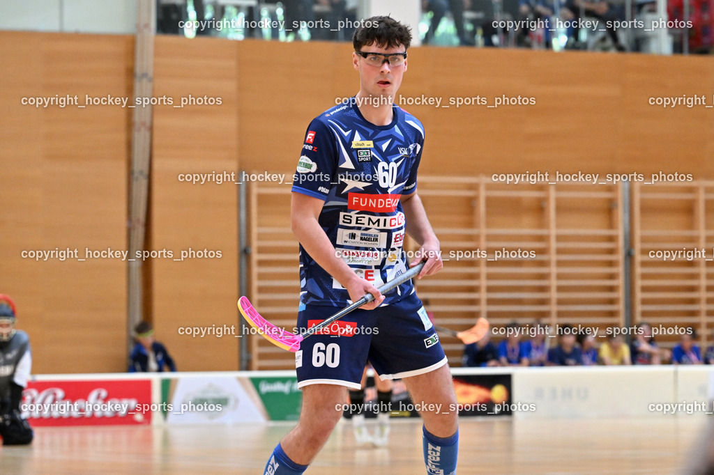 VSV Unihockey vs. Wiener Floorball Verein | #60 Thomas Unterweger VSV Unihockey, VSV Unihockey vs. Wiener Floorball Verein, VSV Unihockey vs. Wiener Floorball Verein am 18.05.2025 in Villach (Ballspielhalle St. Martin), Austria, (Photo by Bernd Stefan)