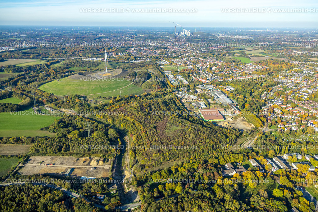 Gladbeck221005161 | Luftbild, Halde 22 Heringstrasse, Mottbruchhalde mit Windrad, Gewerbegebiet Boystraße, Brauck, Gladbeck, Ruhrgebiet, Nordrhein-Westfalen, Deutschland
