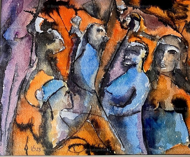 2023 | "2023", Aquarell und Federzeichnung auf Hahnemühlebütten, 27x34 cm - Realisiert mit Pictrs.com