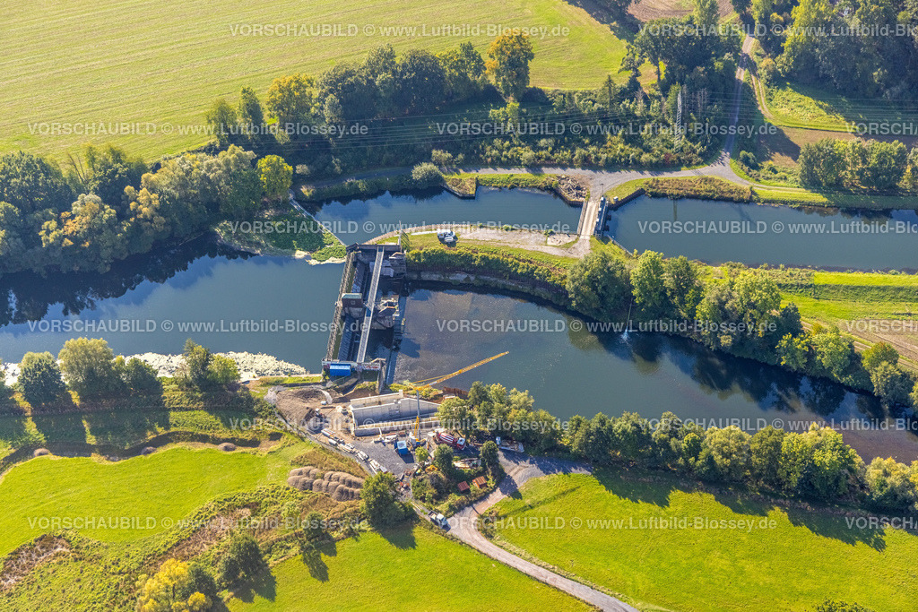 Froendenberg220901276 | Luftbild, Wehr, Obergraben und Fluss Ruhr, Kiebitzwiese, Schwitten, Menden, Ruhrgebiet, Nordrhein-Westfalen, Deutschland