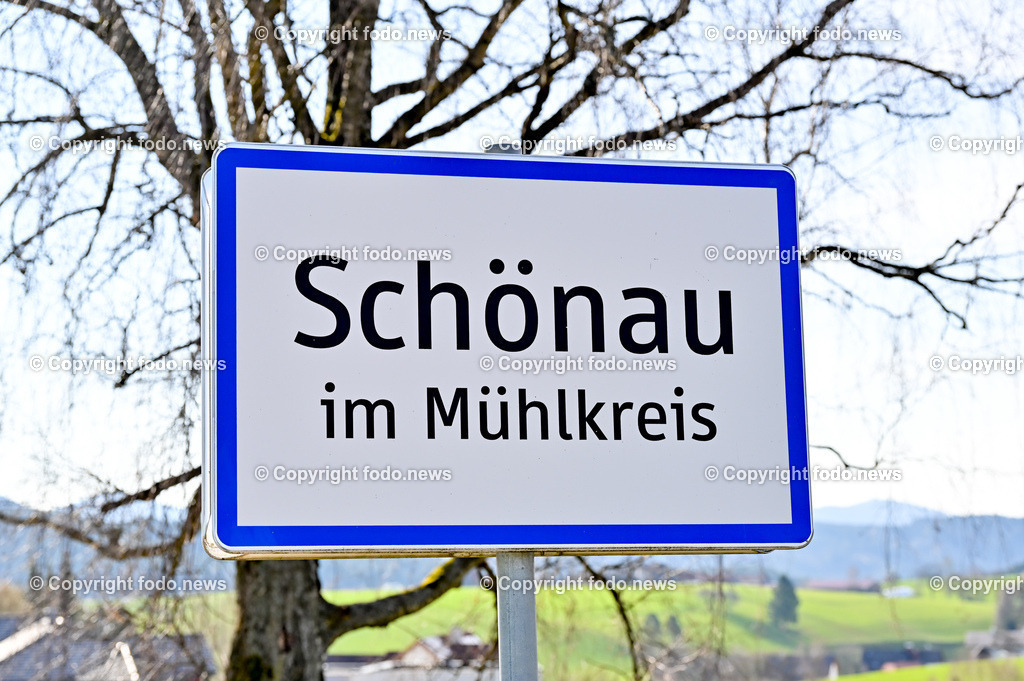 Oberndorferstubm_ Oberndorf_ 21.04.2023-14 | 21.04.2023, Schoenau im Mkr. - Oberndorf, AUT, Oberndorferstubm, im Bild Schoenau im Muehlkreis, Ortstafel, Ortsschild, Ortsanfang