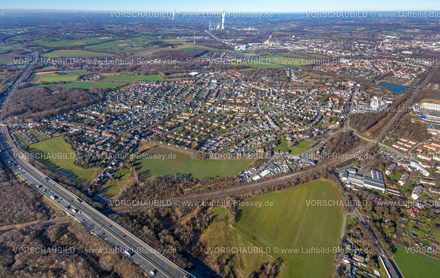 Luenen230203759 | Luftbild, Ortsansicht Lünen-Süd, Autobahn A2, Kurler Straße, Horstmar, Lünen, Ruhrgebiet, Nordrhein-Westfalen, Deutschland