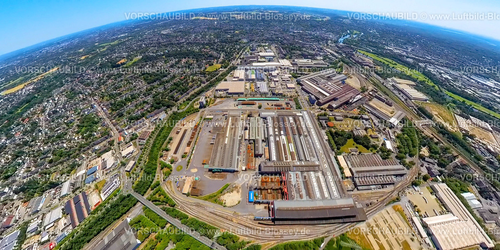 Muelheim230790118_Mannesmann | Luftbild, Mannesmann Werke, Erdkugel, Fisheye Aufnahme, Fischaugen Aufnahme, 360 Grad Aufnahme, tiny world, Altstadt II, Mülheim an der Ruhr, Ruhrgebiet, Nordrhein-Westfalen, Deutschland