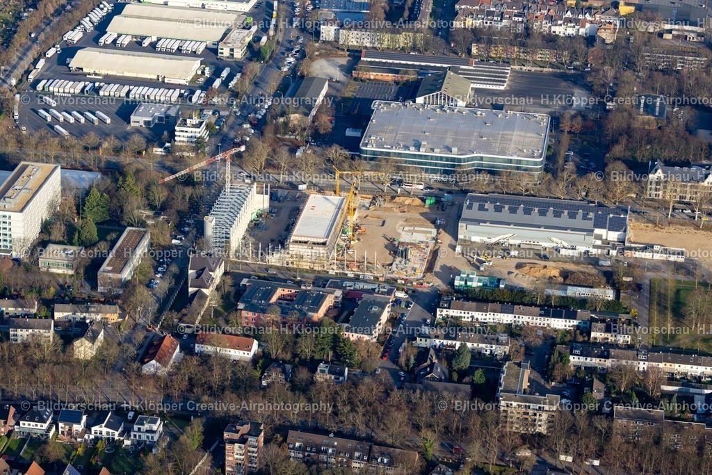 Luftbild Rheinlandhallen Krefeld-8144 | Luftbildfotografie Baustelle zum Neubau der "Rheinlandhallen" Sport-Essemble an der De-Greiff-Straße, Mengelbergstraße in Krefeld im Ruhrgebiet im Bundesland Nordrhein-Westfalen, Deutschland. - Realisiert mit Pictrs.com