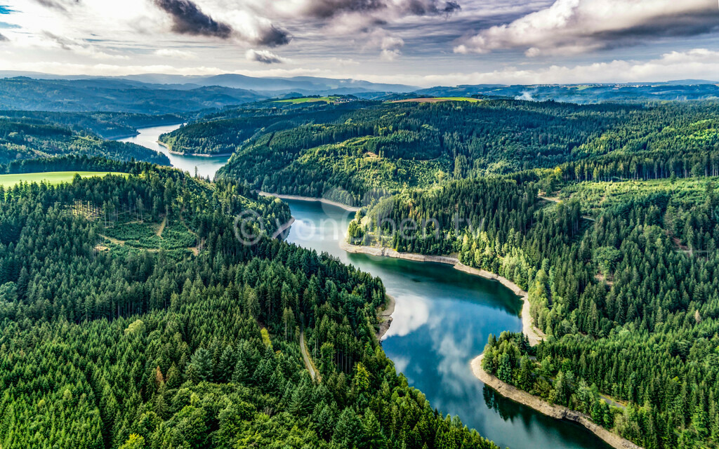 Wolken über der Ködeltalsperre bei Mauthaus  | Luftbilder, Drohnenbilder, Oberfranken, Bayern, Kronach, Lichtenfels, Kulmbach, Thüringen, Frankenwald, Thüringerwald - Realisiert mit Pictrs.com