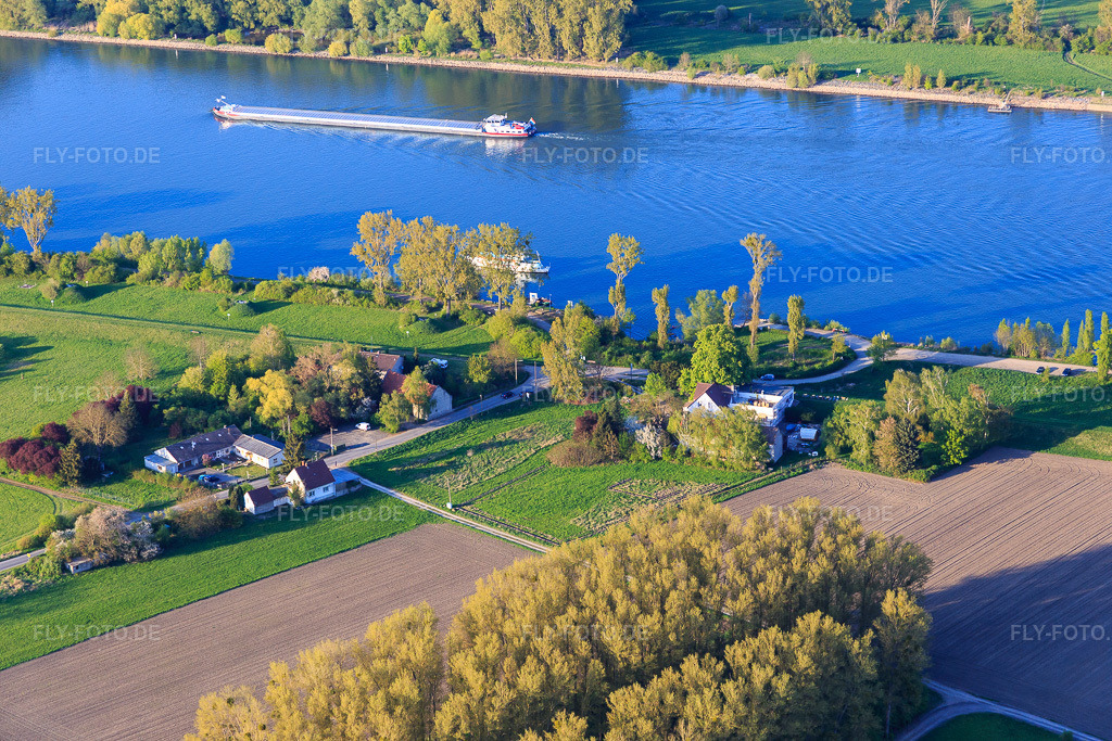Luftbild: Gasthaus Zum Rheinhof an der NATO-Rampe Guntersblum in Guntersblum im Bundesland Rheinland-Pfalz in Deutschland. Foto: IMG_077644.jpg vom 23.04.2015 durch Werner Riehm/FLY-FOTO.deGasthaus zum Rheinhof - Biergarten und Events