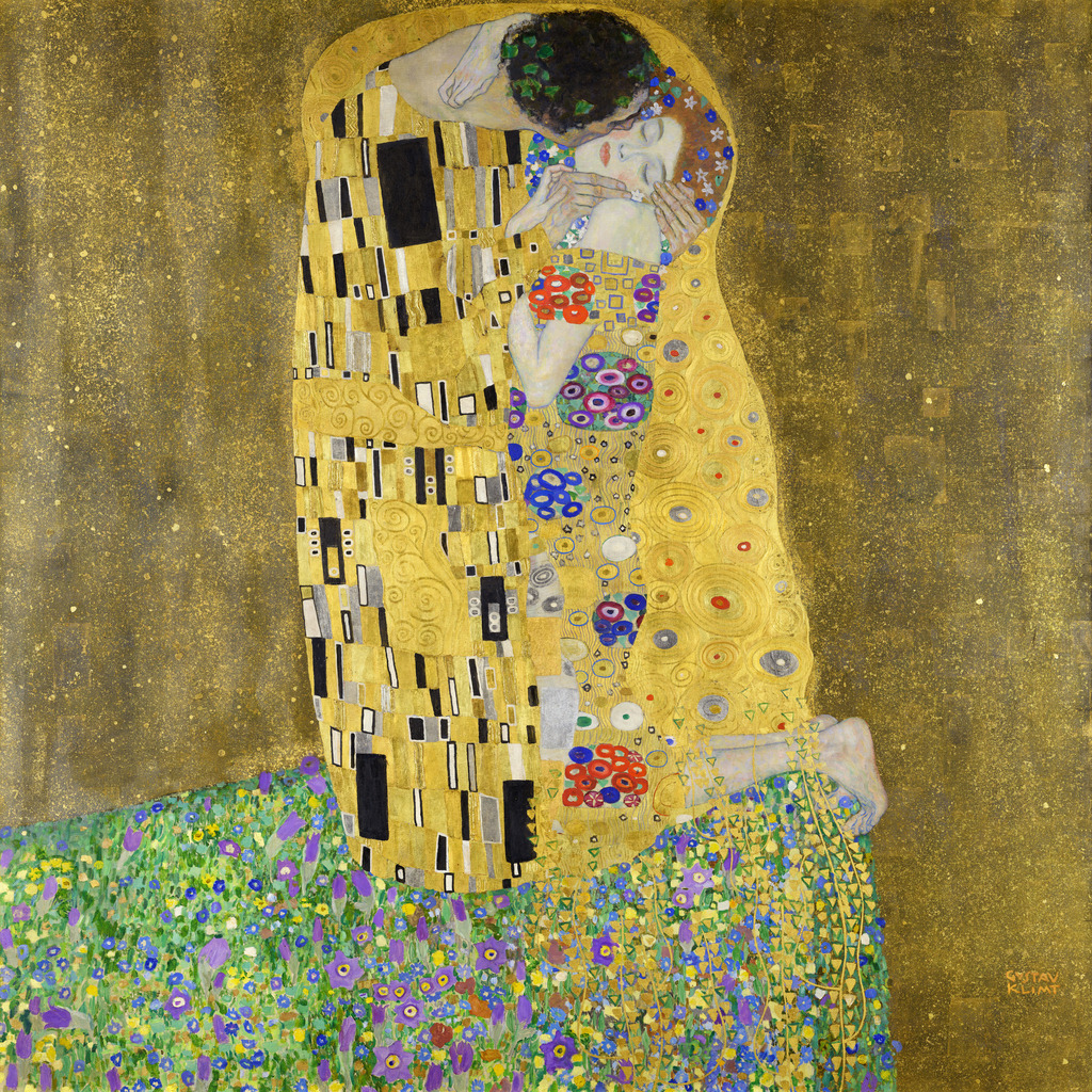 Gustav Klimt - Der Kuss | Moderne Wandbilder auf Leinwand, Acylglas, Alu-Dibond oder als Poster. Tauchen Sie ein in die Welt KI-generierter Kunstwerke - entdecken Sie hochwertige Kunstdrucke unserer Gemälde, Illustrationen und fotorealistischen Motive.