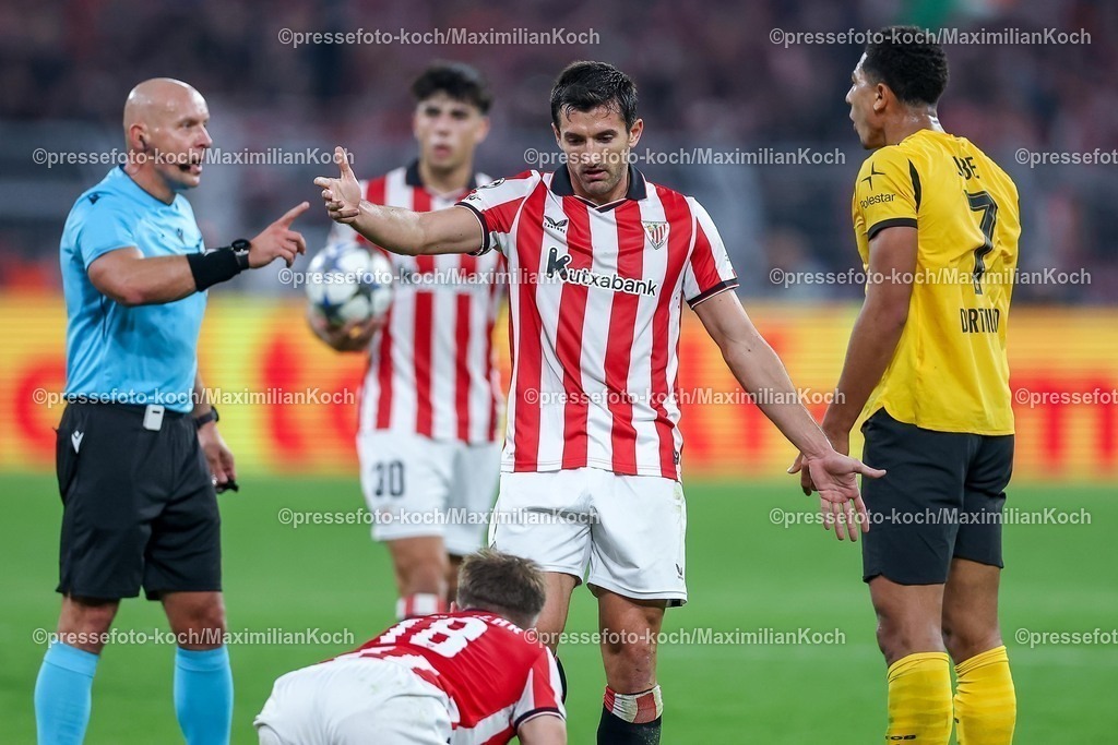 UCL01102501070 | 01.10.2025, Fußball, UEFA Champions League, Borussia Dortmund - Athletic Club Bilbao, BVB Stadion, 2. Spieltag, Saison 2025 2026: Dani Vivian (Bilbao #03) gestikulierend  Regulations prohibit any use of photographs as image sequences and or quasi-video.