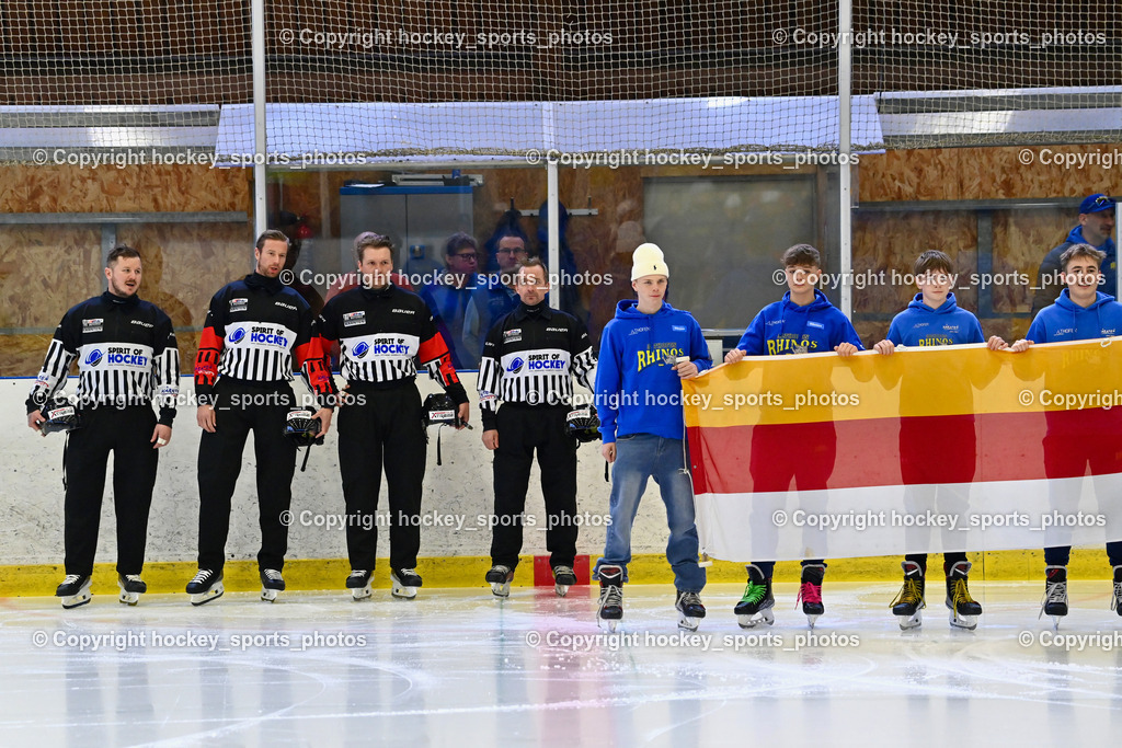 1. EHC Althofen vs. ESC Sparkasse Steindorf  | Wucherer Gerald Referee, OREL Stephan Referee, Kärntner Hymne, EHC Althofen Nachwuchs mit Kärntner Fahne, UNTERWEGER Dominik Referee, Holzer Daniel Referee, 1. EHC Althofen vs. ESC Sparkasse Steindorf , 1. EHC Althofen vs. ESC Sparkasse Steindorf  am 08.03.2026 in Althofen (Stadthalle Althofen), Austria, (Photo by Bernd Stefan)