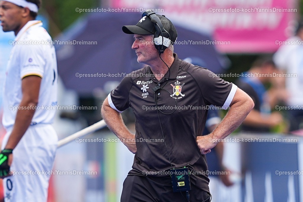 xydrx1408252031 | 14.08.2025, xydrx, Herren EuroHockey Championship 2025, Gruppe C, Belgien - England, Sparkassenpark Mönchengladbach: Shane McLeond (Cheftrainer Belgische Feldhockey Nationalmannschaft)