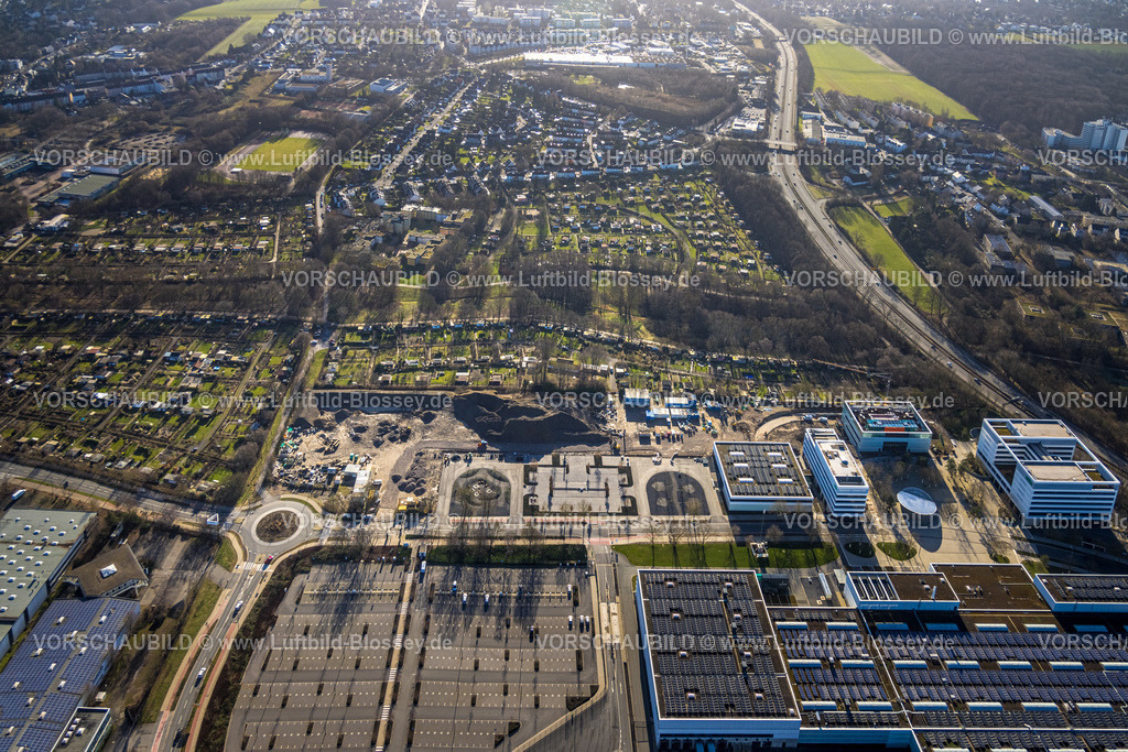Dortmund240101416 | Luftbild, Technologiepark Gewerbegebiet Phoenix West, Kleingartenverein, Hacheney, Dortmund, Ruhrgebiet, Nordrhein-Westfalen, Deutschland
