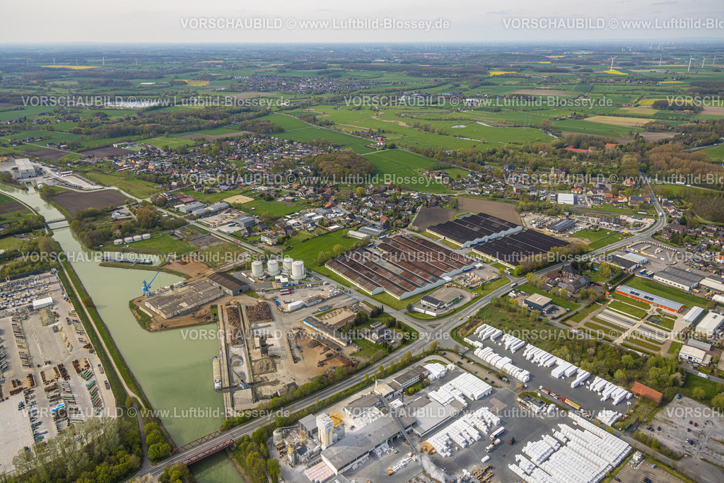 Hamm230405101 | Luftbild, Gewerbegebiet Kranstraße, am Datteln-Hamm-Kanal, Uentrop, Hamm, Ruhrgebiet, Nordrhein-Westfalen, Deutschland