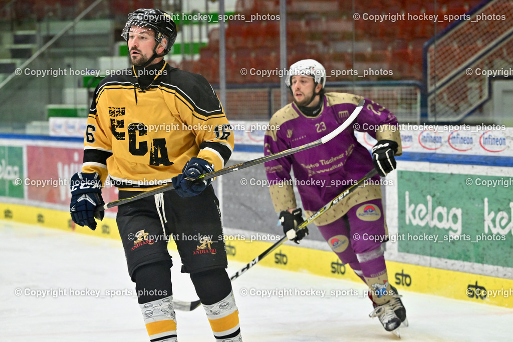 EC Kellerberg vs. EC Arnoldstein | #16 Rossmann Manuel EC Arnoldstein, #23 Assinger Andreas EC Kellerberg, EC Kellerberg vs. EC Arnoldstein, EC Kellerberg vs. EC Arnoldstein am 03.02.2025 in Villach (Stadthalle Villach), Austria, (Photo by Bernd Stefan)