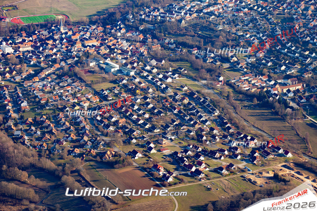 Das Luftbild der Stadt Baunach wurde 2019 vom Flugzeug heraus erstellt (keine Drohne) Aufnahmehöhe ca.400 Meter- hohe Auflösung- beste Druck-Qualität garantiert!