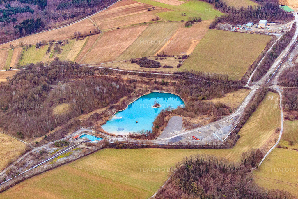 Luftbild: Steinbruch Nussloch mit blauem Gewässer in Nußloch im Bundesland Baden-Württemberg in Deutschland. Foto: IMG_24772.jpg vom 27.02.2010 durch Werner Riehm/FLY-FOTO.de