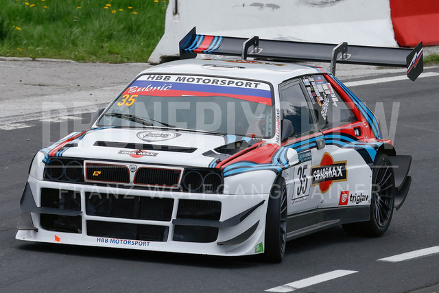 Rechberg Hill Climb 2025 – FIA European Hill Climb Championship | Rechberg Hill Climb 2025, part of the FIA European Hill Climb Championship. High-speed racing action, mountain scenery, atmosphere and pure motorsport passion captured in detail. The image shows Milan Bubnic (SLO) Lancia Delta Integrale.          