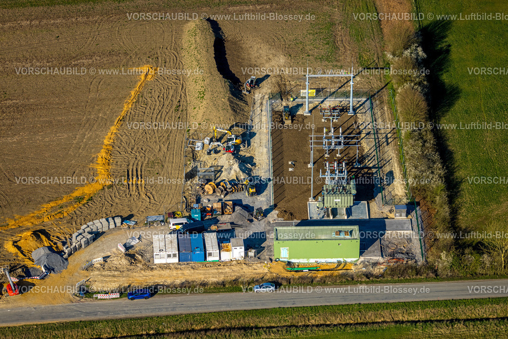 Ascheberg250400087Herbern | Luftbild, Baustelle Umspannwerk Mühlenberg, Herbern, Ascheberg, Münsterland, Nordrhein-Westfalen, Deutschland,
