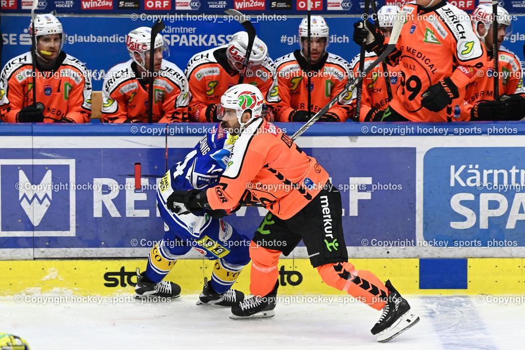 EC IDM WÄRMEPUMPEN VSV vs. MOSER MEDICAL GRAZ99ERS | #7 Nicholas Bailen Graz 99ers, #14 Johannes Tschurnig EC VSV, EC IDM WÄRMEPUMPEN VSV vs. MOSER MEDICAL GRAZ99ERS, EC IDM WÄRMEPUMPEN VSV vs. MOSER MEDICAL GRAZ99ERS am 17.03.2026 in Villach (Stadthalle Villach), Austria, (Photo by Bernd Stefan)