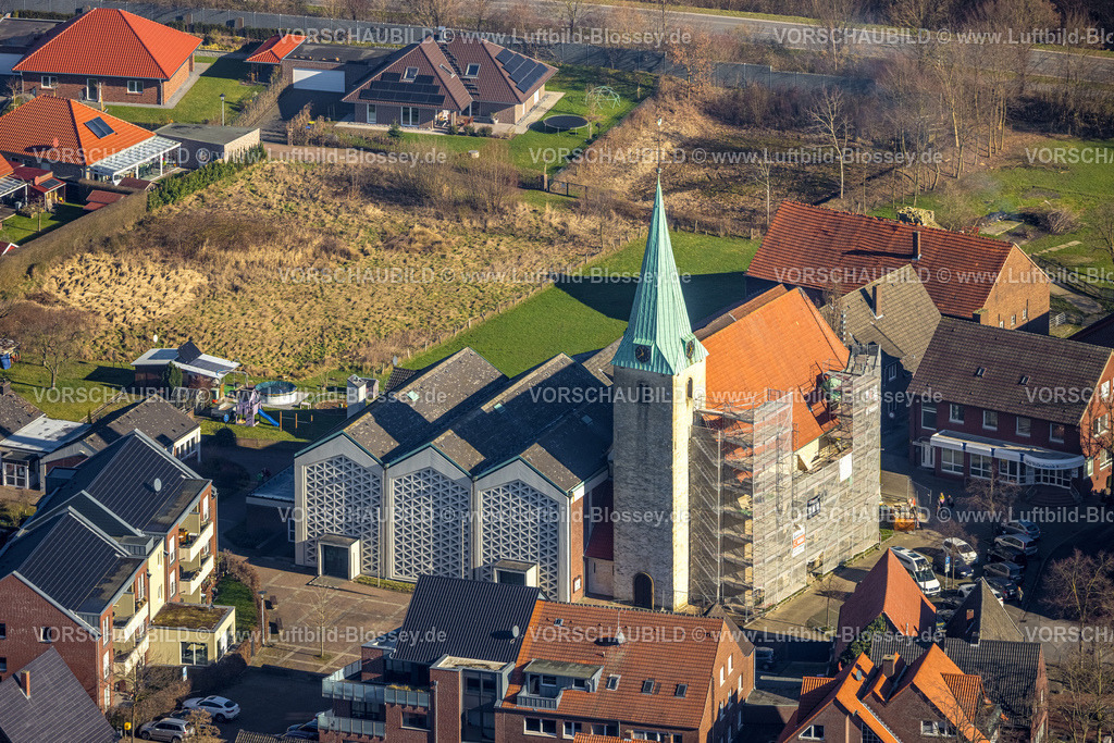 Nordkirchen230205818Suedkirchen | Luftbild, Sanierung Kirche Sankt Pankratius, Südkirchen, Nordkirchen, Münsterland, Nordrhein-Westfalen, Deutschland
