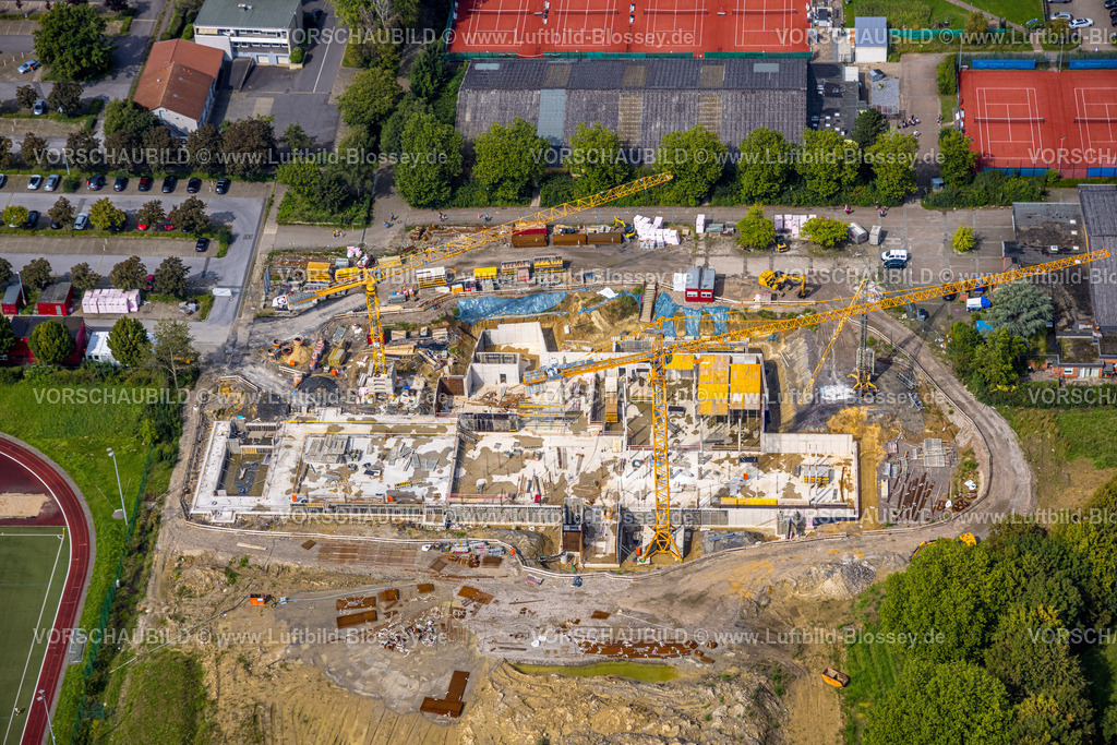 Bergkamen230902111 | Luftbild, Baustelle Neubau Hallenbad am Sportzentrum Weddinghofen, Häupenweg, Weddinghofen, Bergkamen, Ruhrgebiet, Nordrhein-Westfalen, Deutschland
